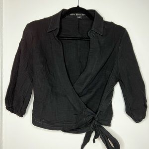 Cotton Wrap Crop 3/4 Sleeve